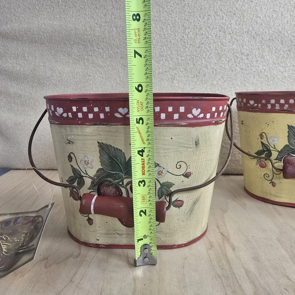 Ohio Wholesale Strawberry Decorative Metal Tins Set of 2 Hand Painted Style